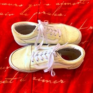 Girls size 2 kids, white sparkly, UV light color changing vans shoes